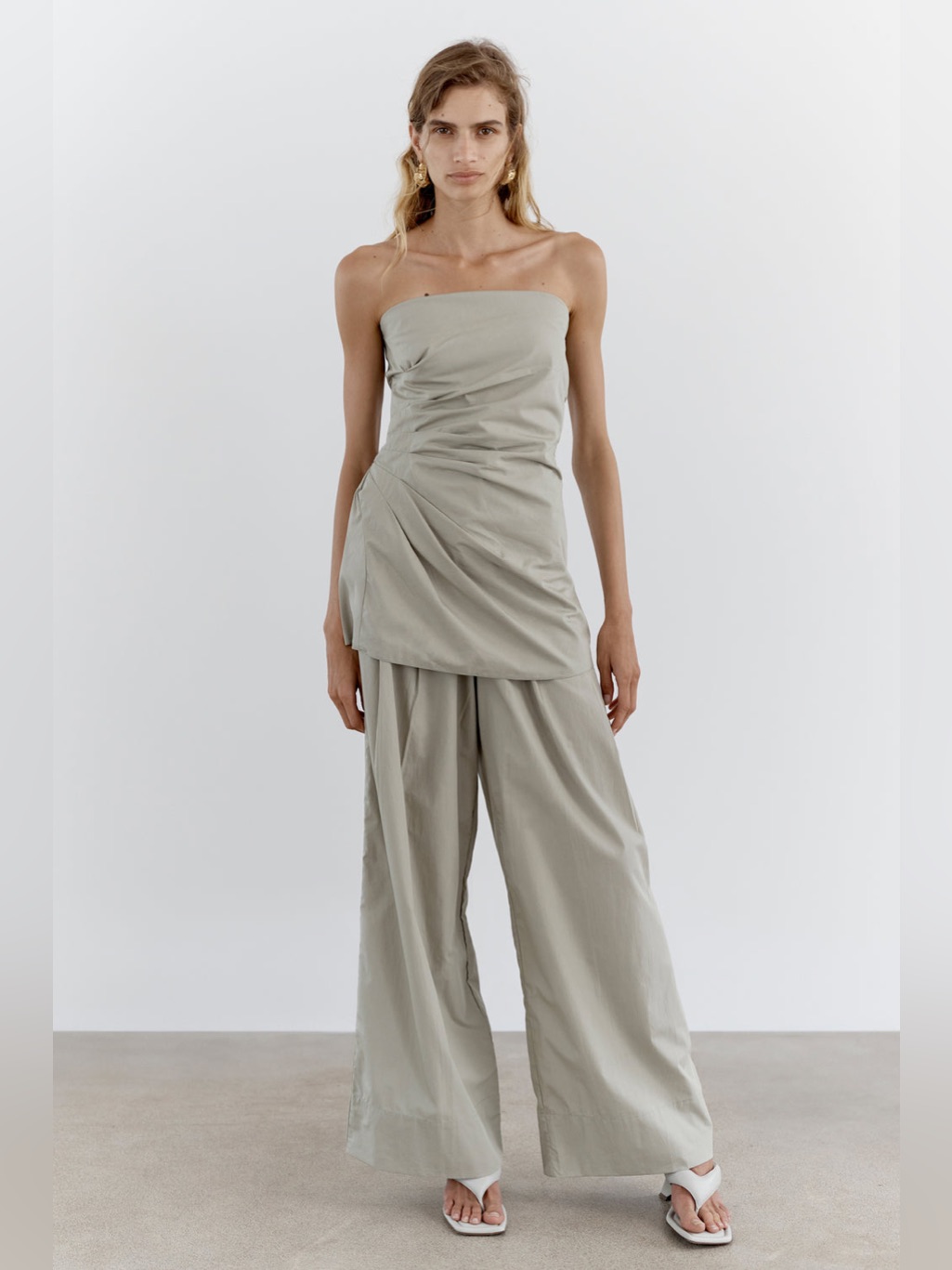 Deseree Deravi Wide Leg 100% Cotton Pleated Pants Size Small Nwt